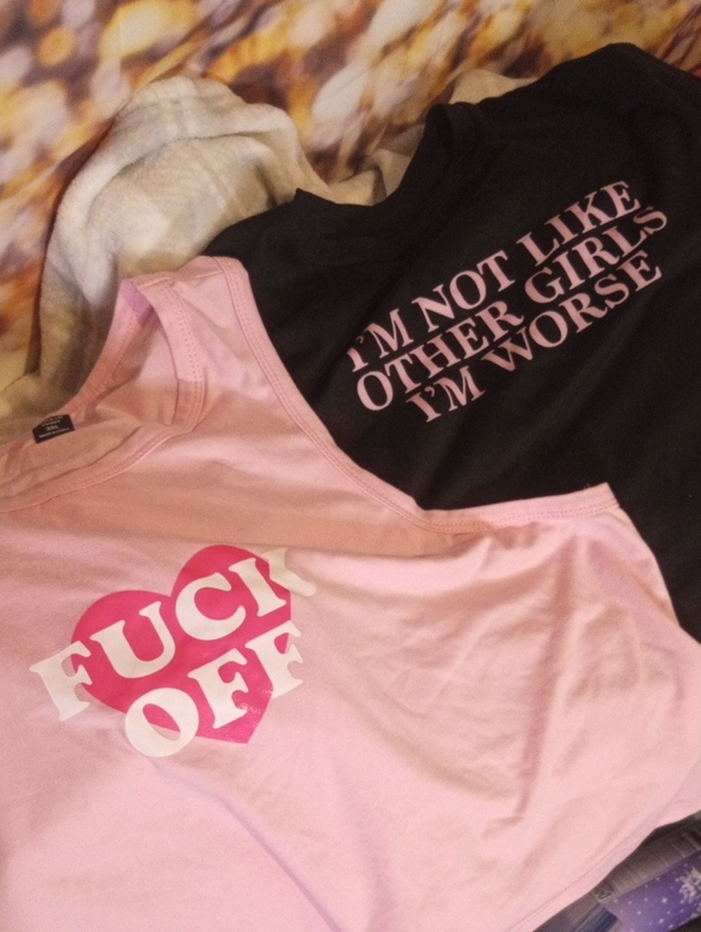SHEIN Pink & Black Graphic T & - Bold Slogan Pink Heart Tank